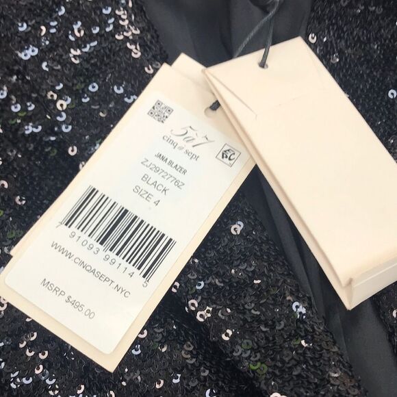 Cinq à Sept Shimmering Black Sequin Blazer - Picture 2 of 10